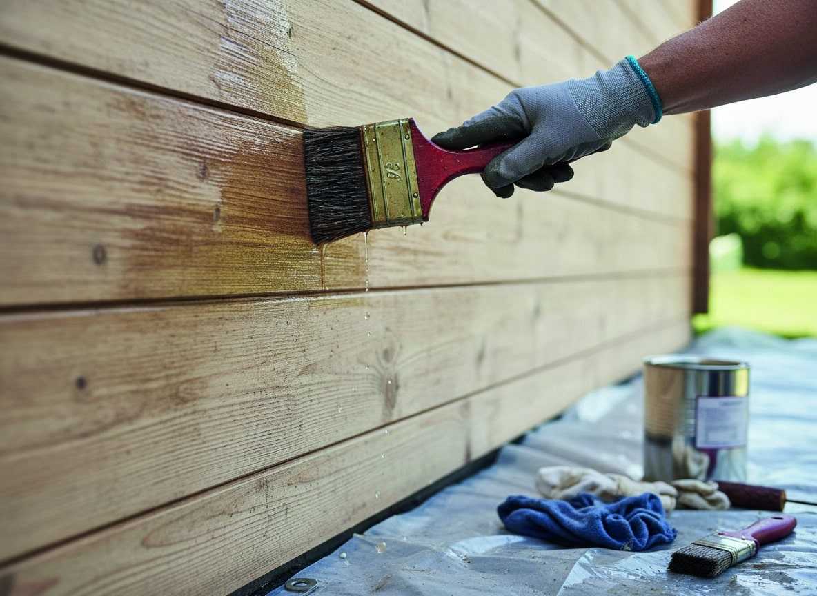 Holzwand wird imprägniert